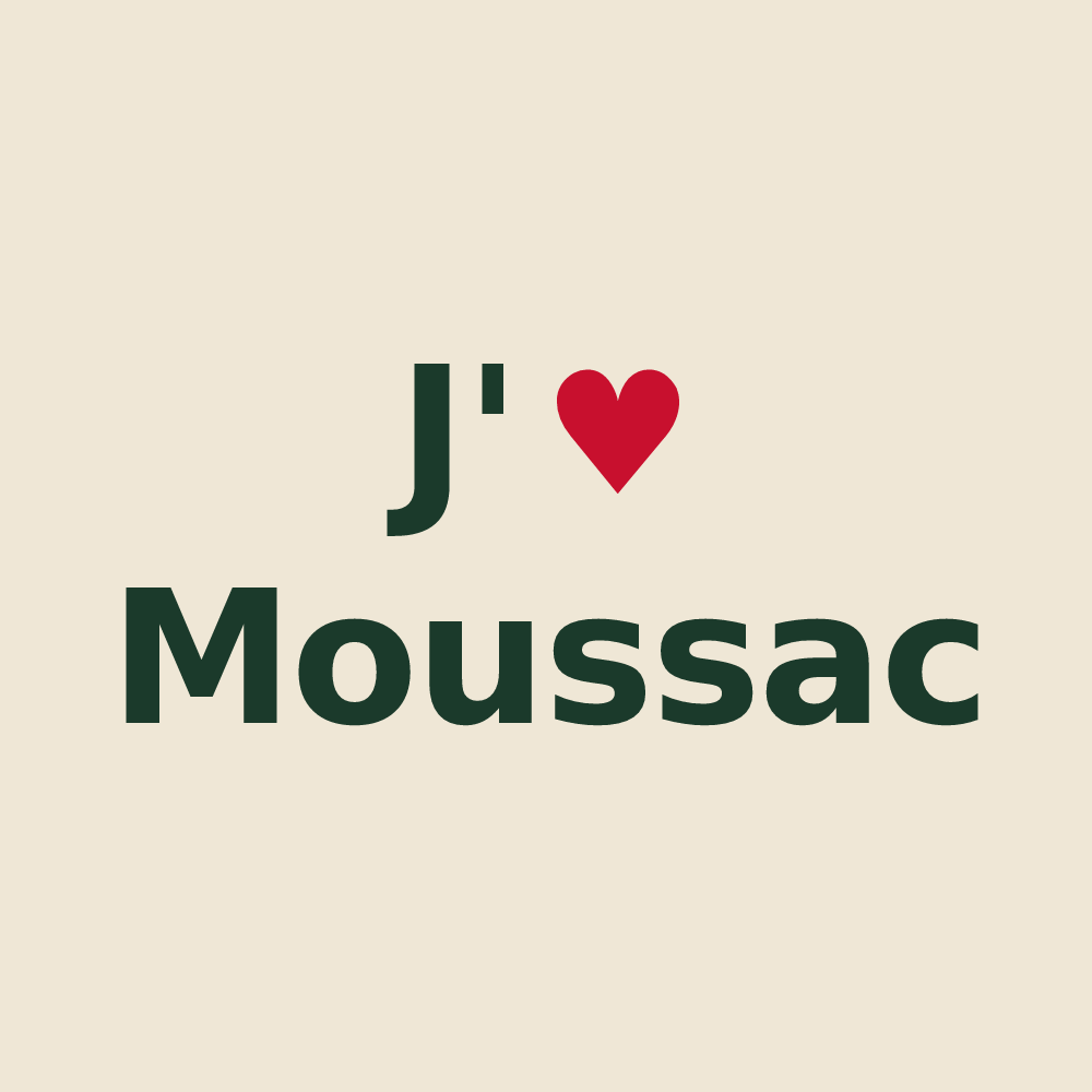 Tote bag personnalisé Moussac — design J'aime Moussac