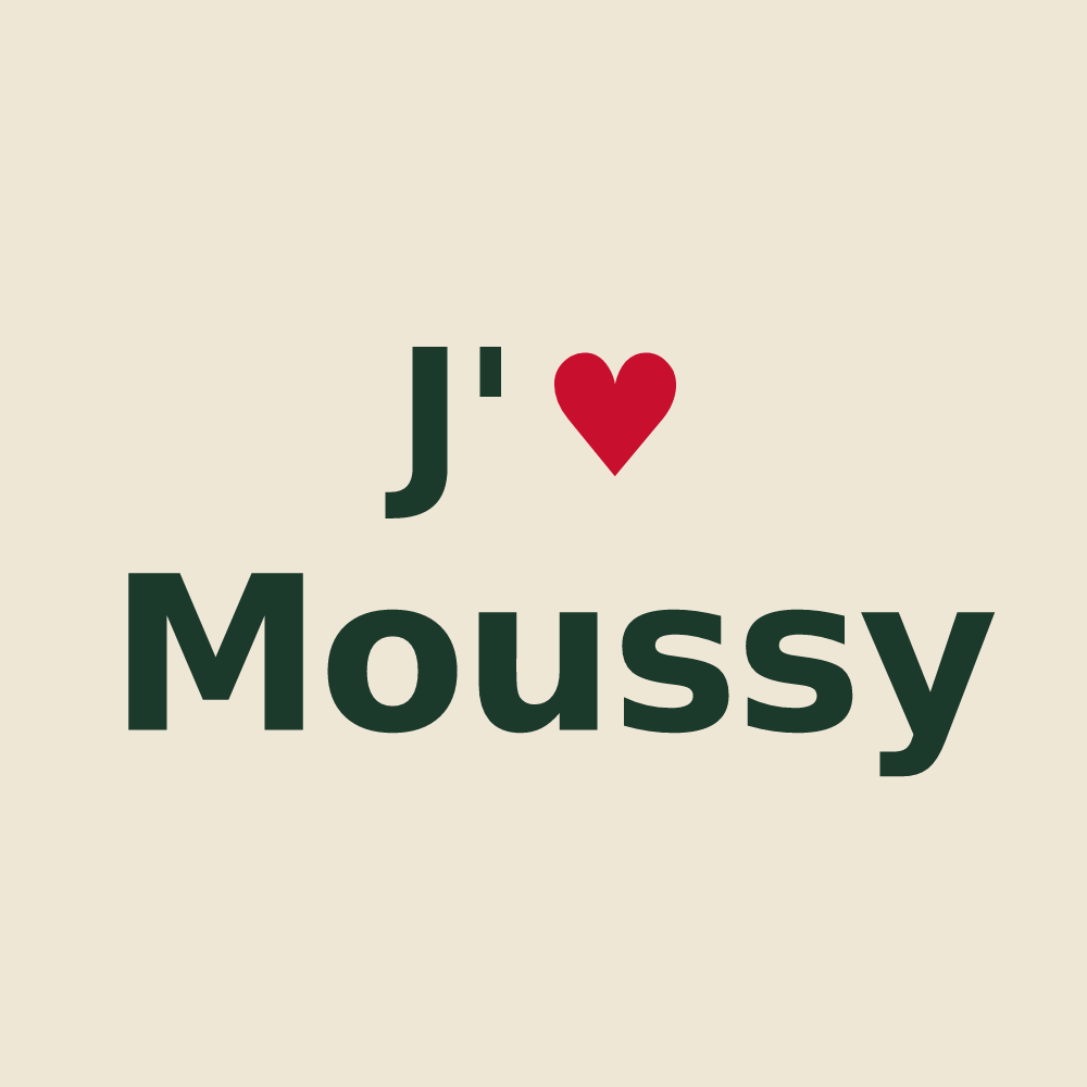Tote bag personnalisé Moussy — design « J'aime Moussy » imprimé sur le tote bag