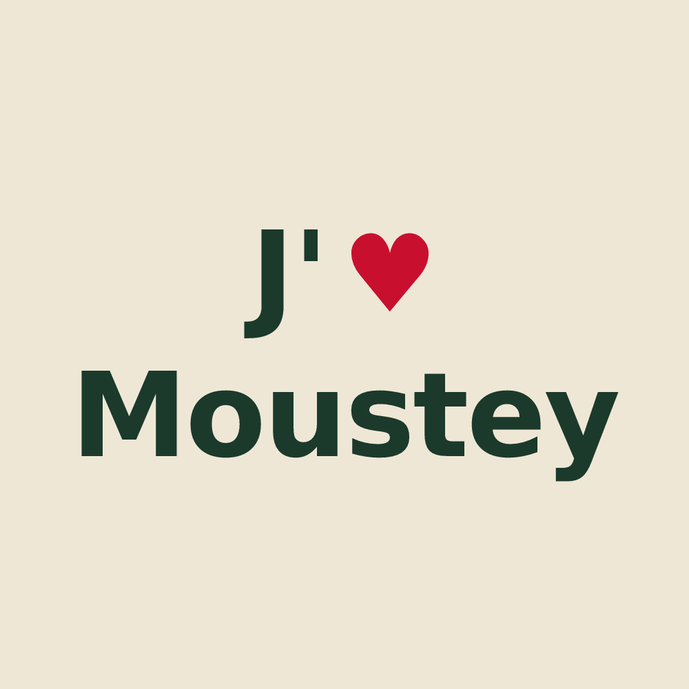 Tote bag personnalisé Moustey — design J'aime Moustey