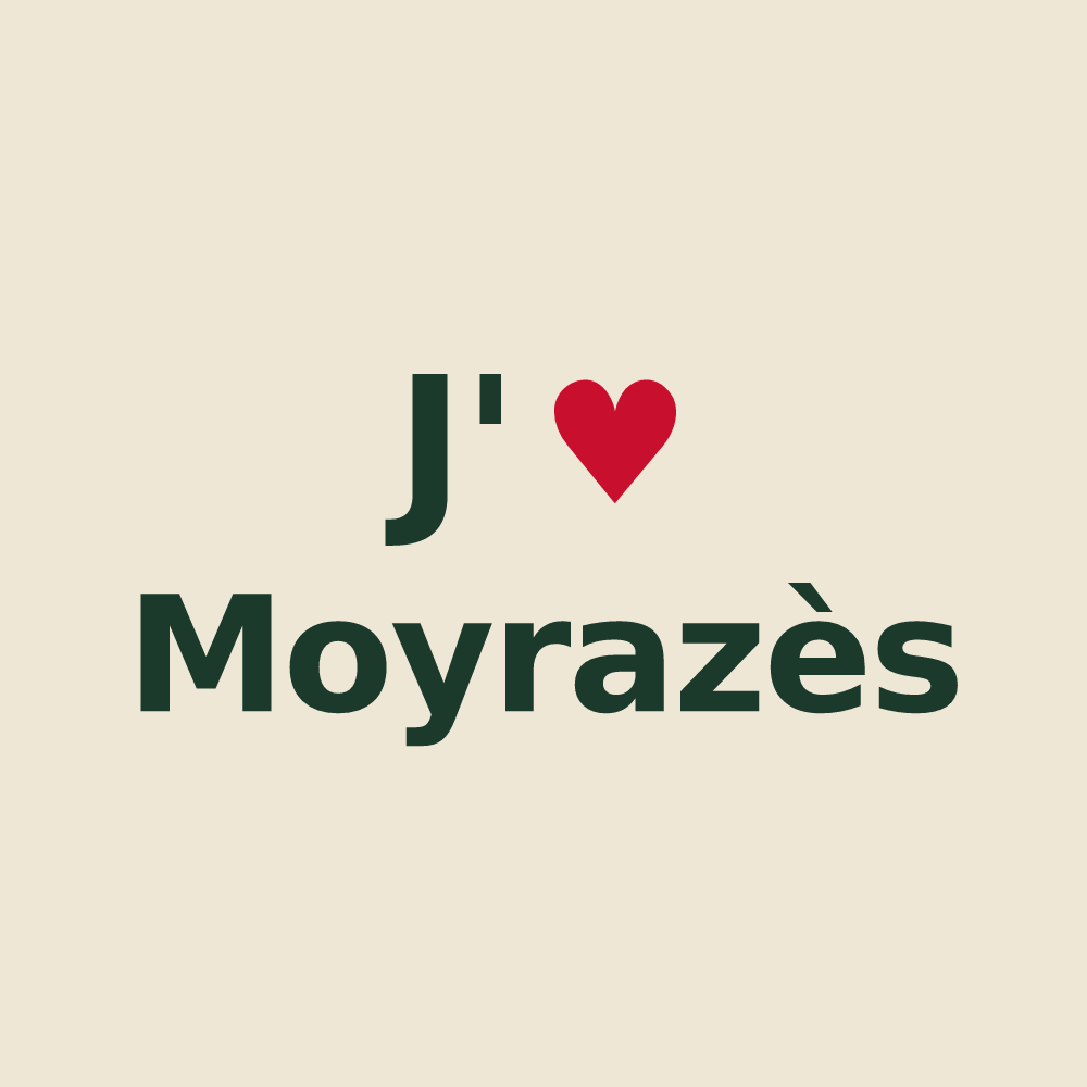 Tote bag personnalisé Moyrazès — design « J'aime Moyrazès » imprimé sur le tote bag