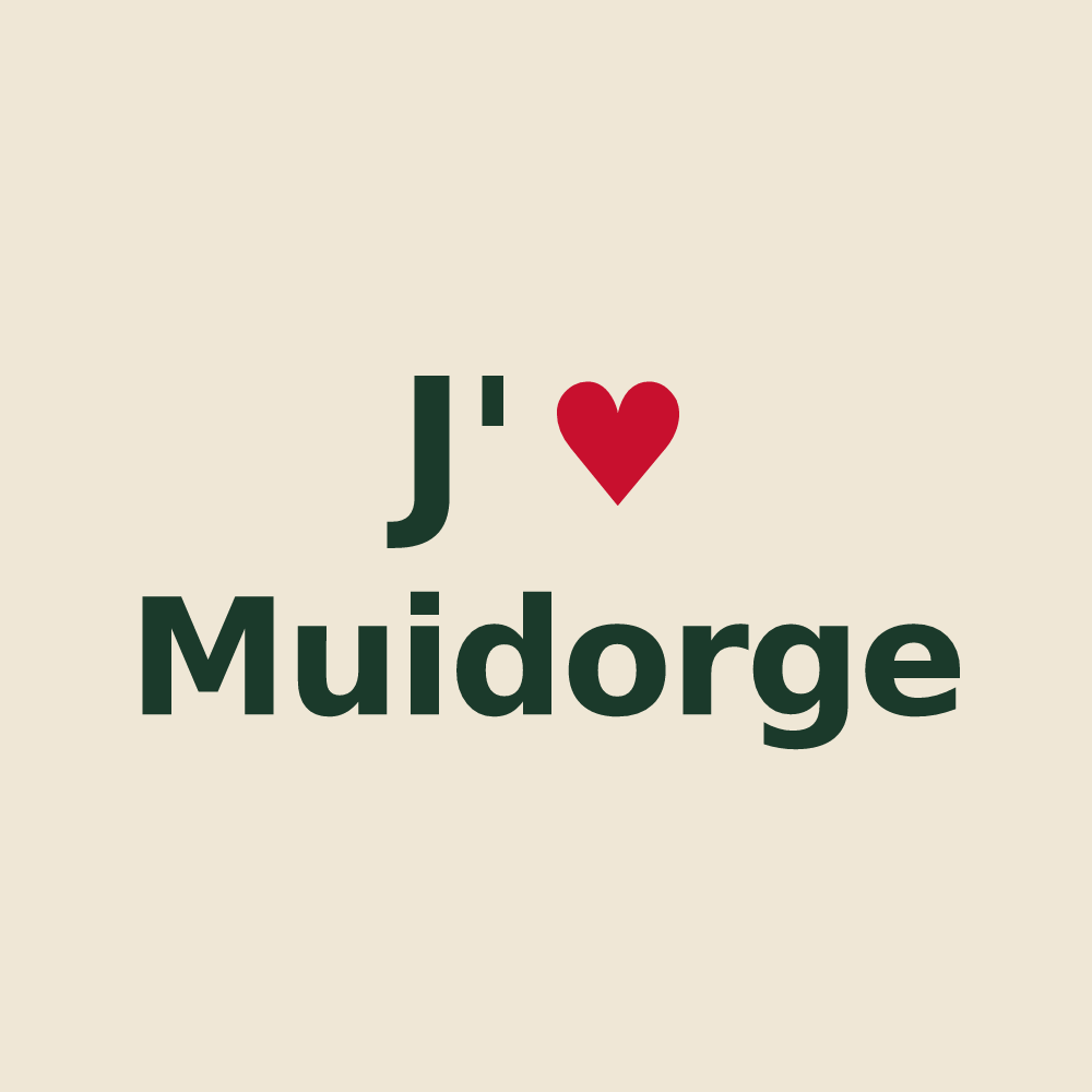 Tote bag personnalisé Muidorge — design « J'aime Muidorge » imprimé sur le tote bag