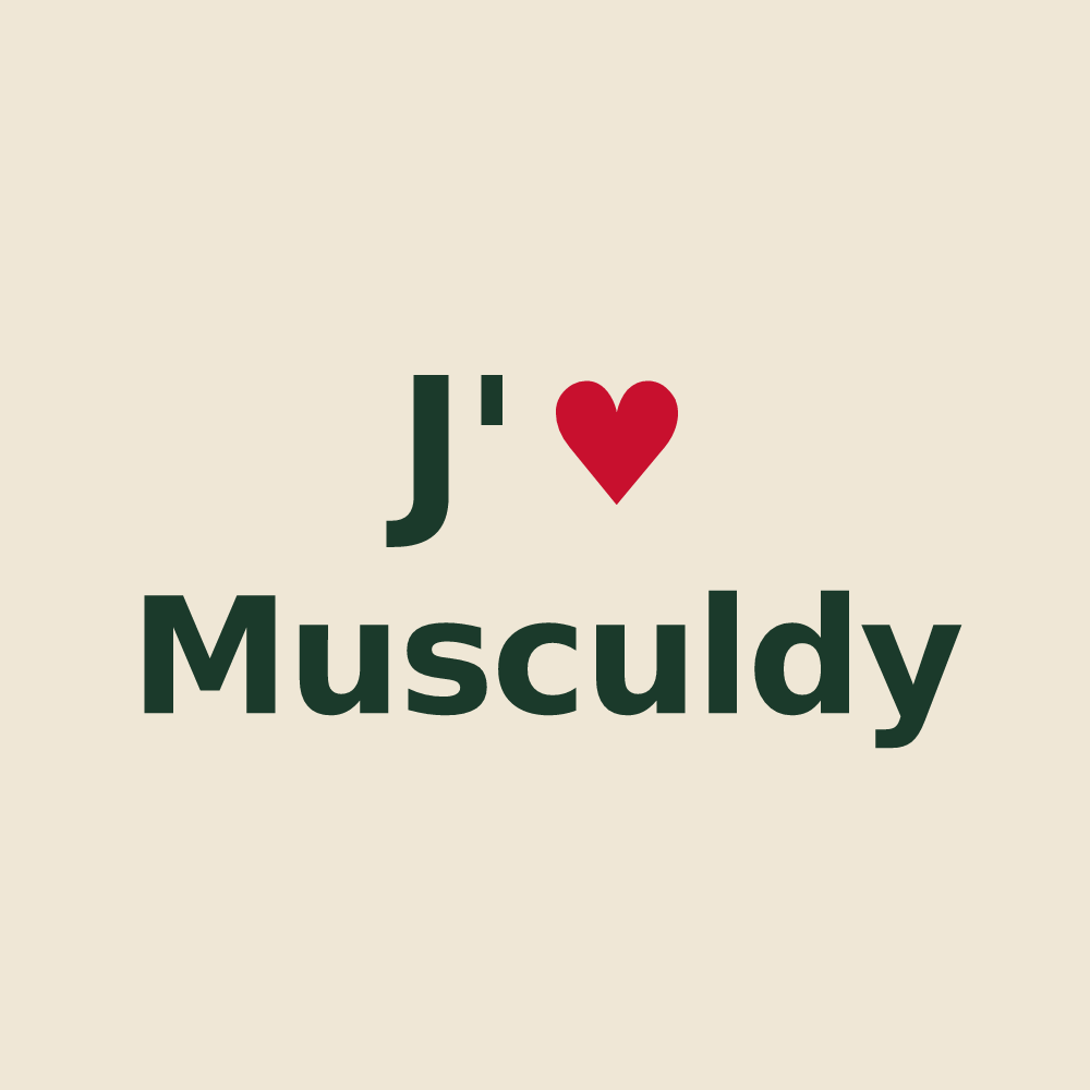 Tote bag personnalisé Musculdy — design J'aime Musculdy