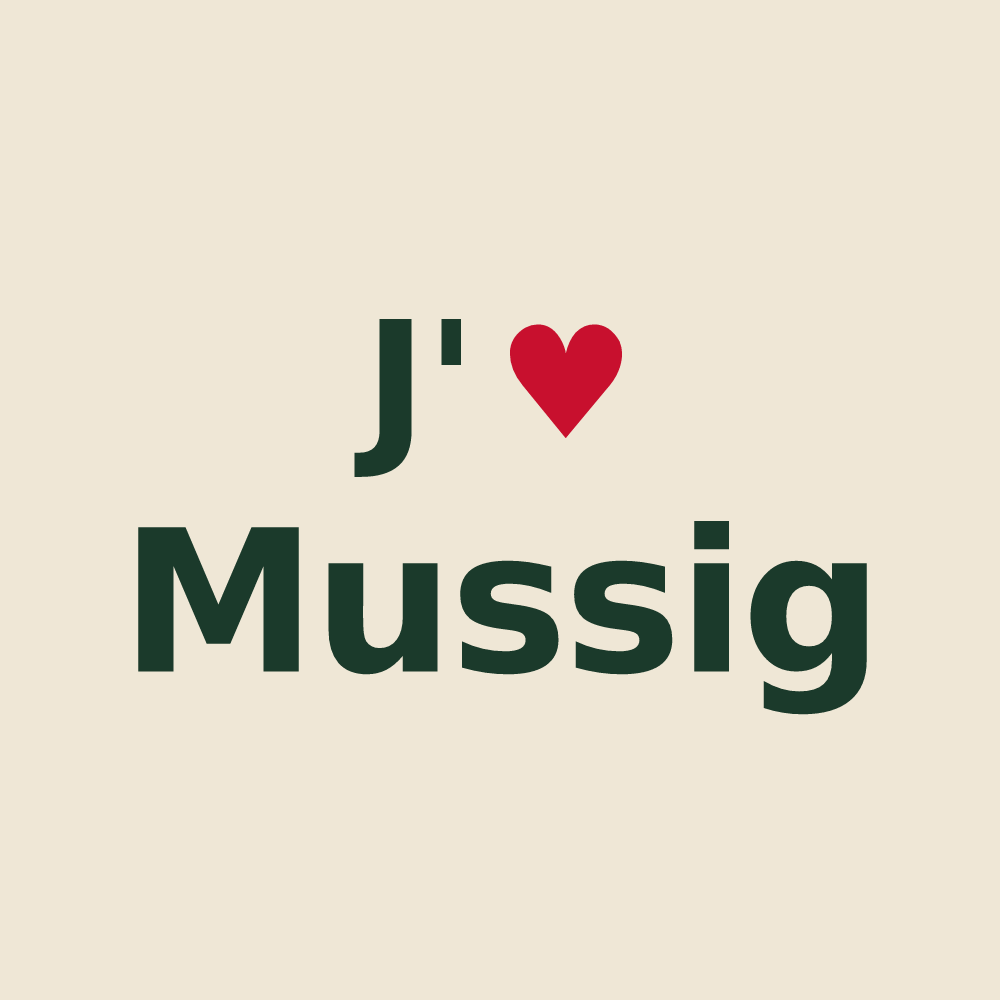 Tote bag personnalisé Mussig — design J'aime Mussig