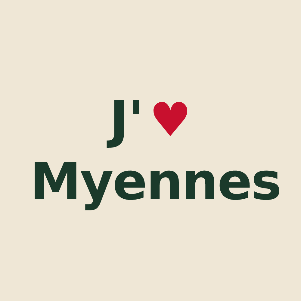 Tote bag personnalisé Myennes — design J'aime Myennes