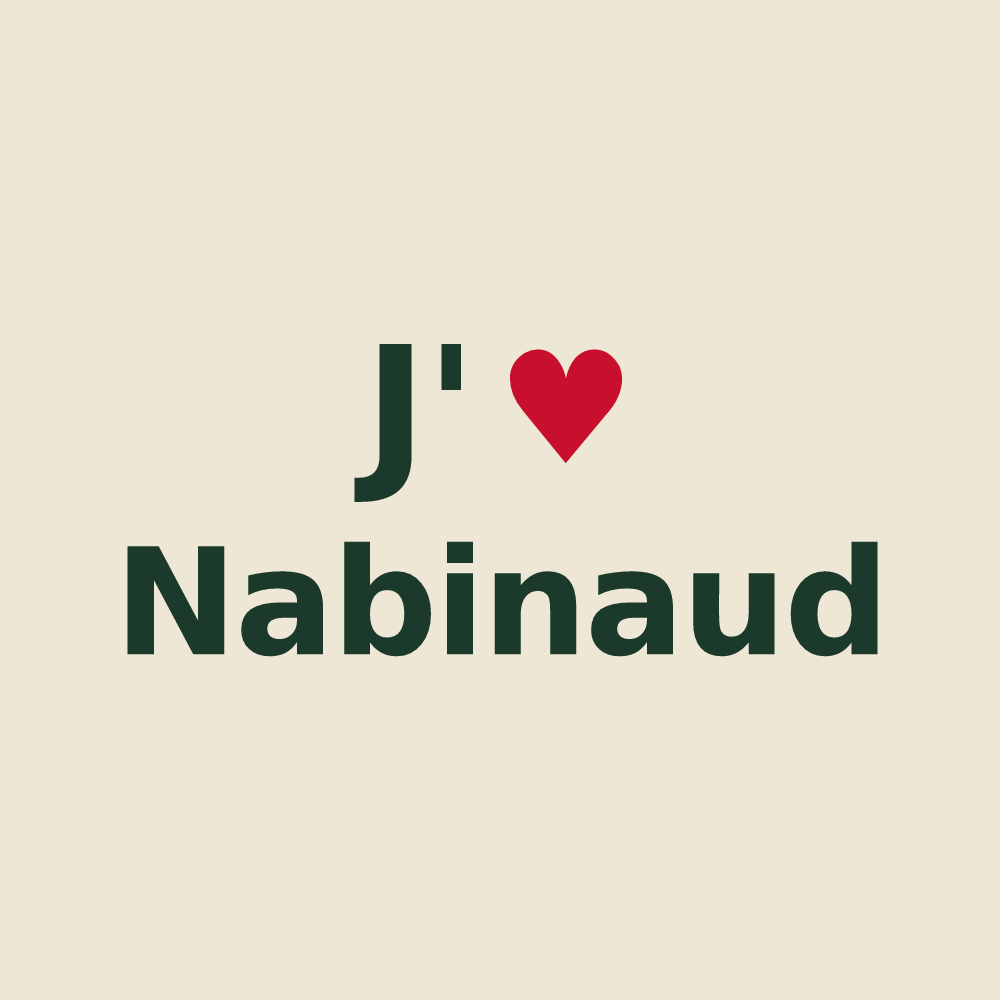 Tote bag personnalisé Nabinaud — design « J'aime Nabinaud » imprimé sur le tote bag