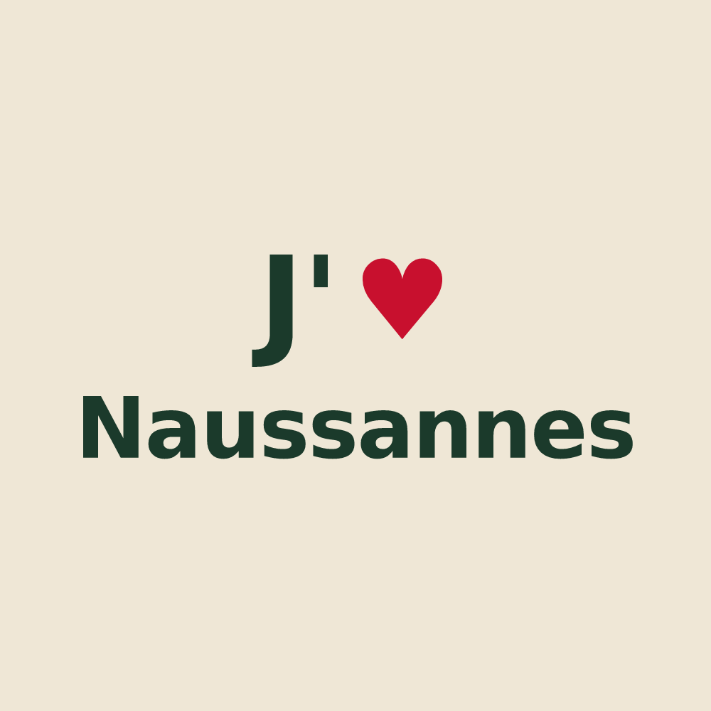 Tote bag personnalisé Naussannes — design « J'aime Naussannes » imprimé sur le tote bag