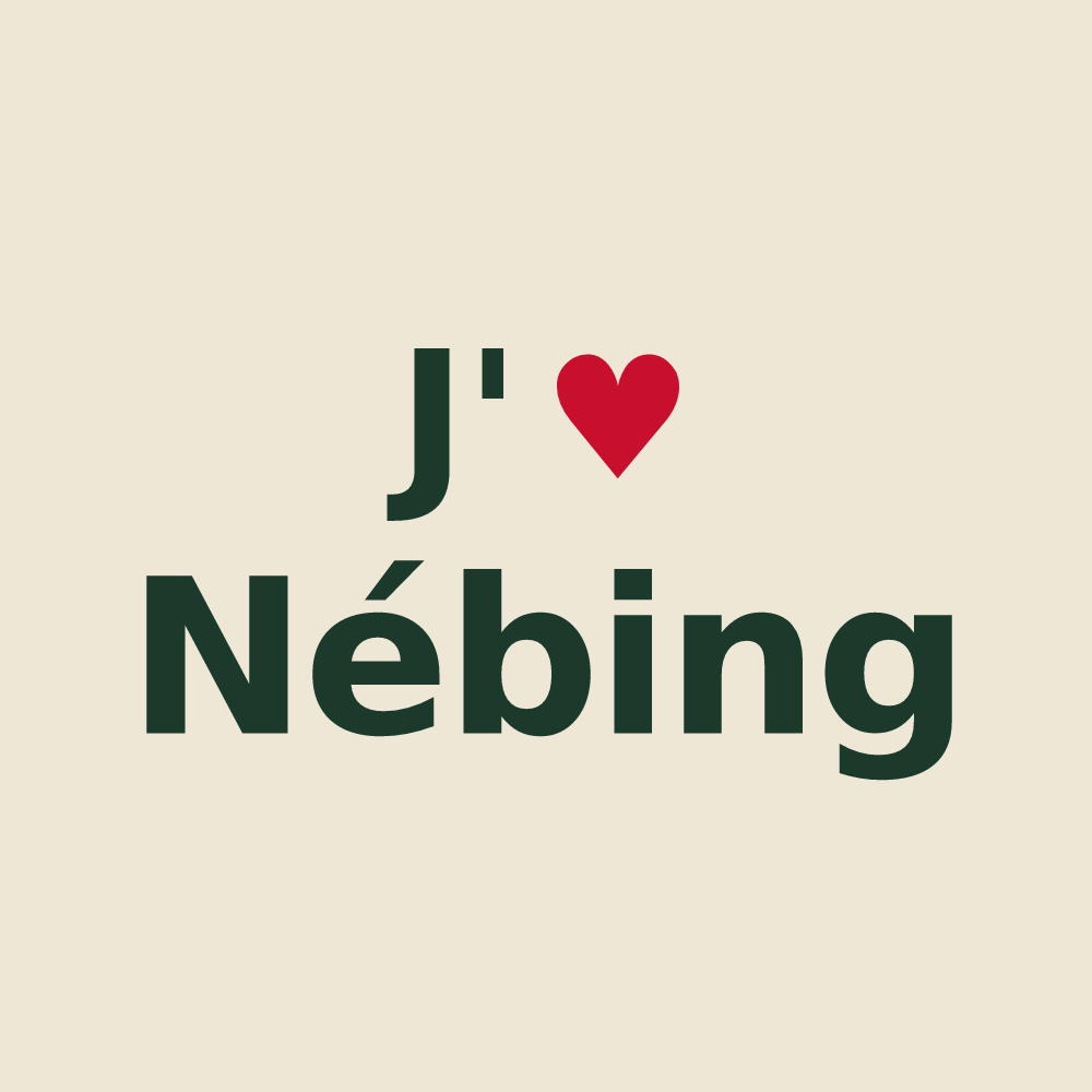 Tote bag personnalisé Nébing — design J'aime Nébing