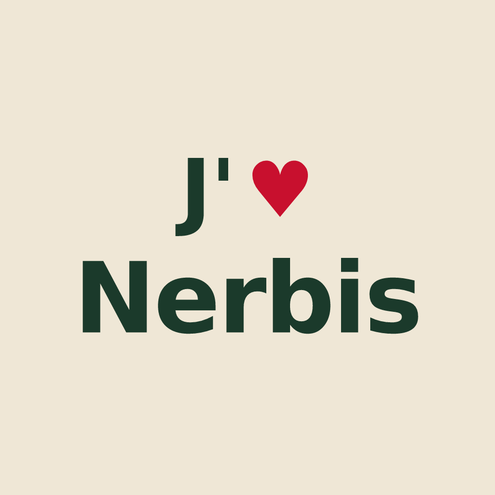Tote bag personnalisé Nerbis — design « J'aime Nerbis » imprimé sur le tote bag