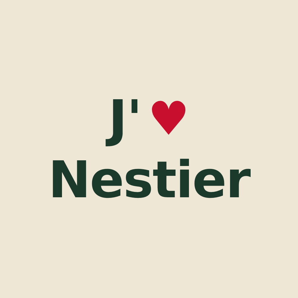 Tote bag personnalisé Nestier — design « J'aime Nestier » imprimé sur le tote bag