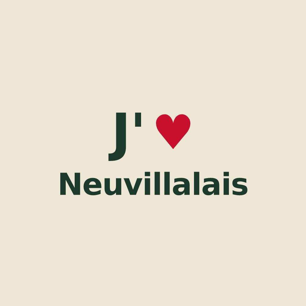 Tote bag personnalisé Neuvillalais — design J'aime Neuvillalais