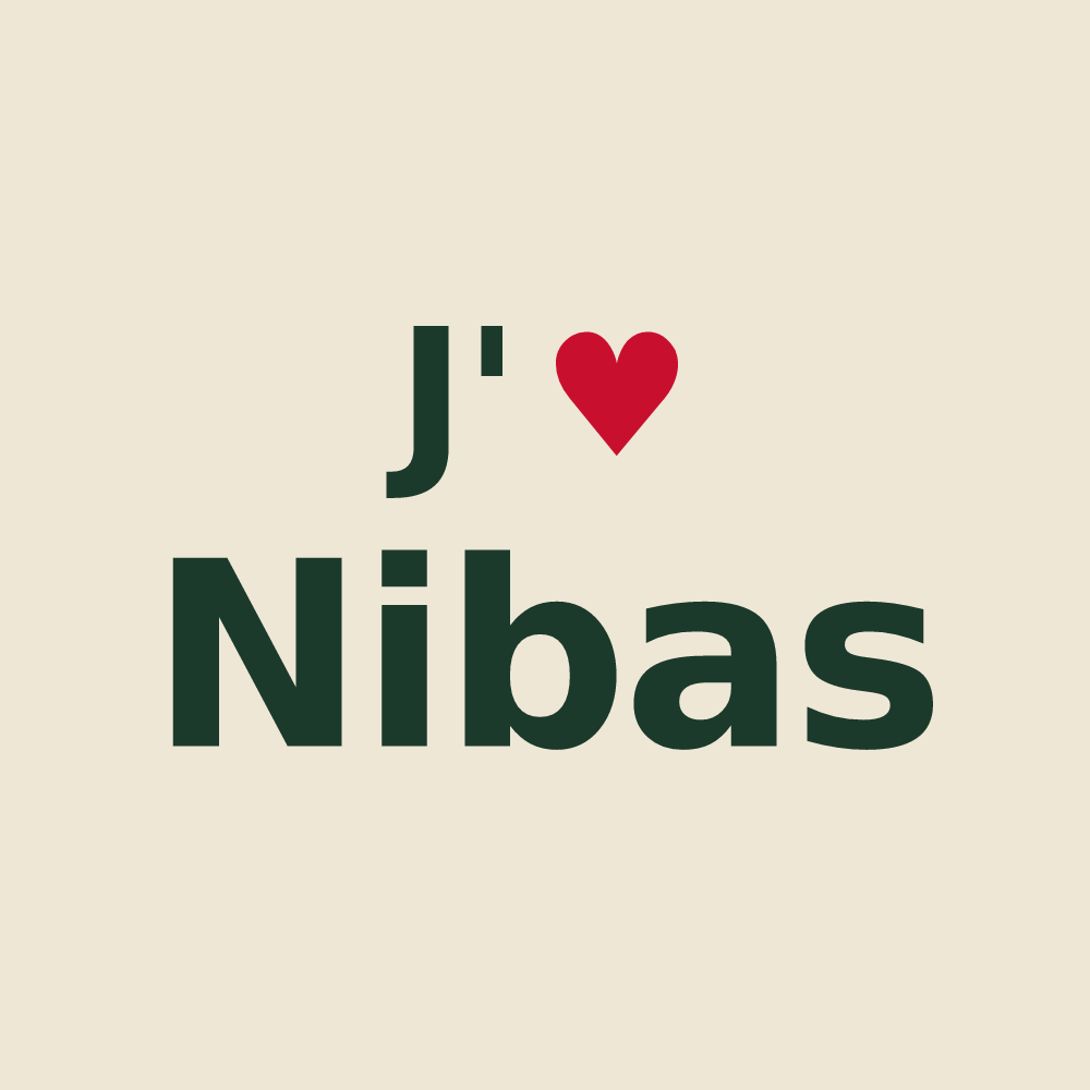 Tote bag personnalisé Nibas — design J'aime Nibas