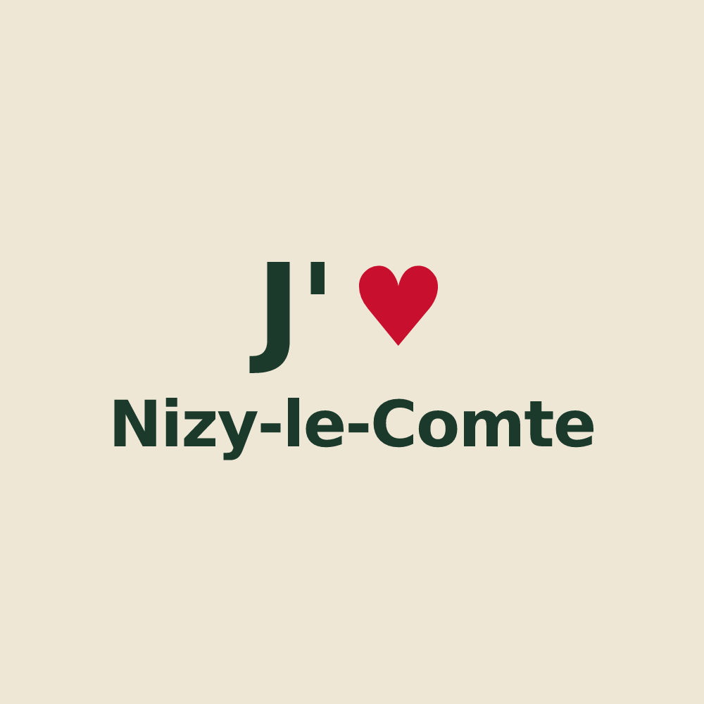 Tote bag personnalisé Nizy-le-Comte — design J'aime Nizy-le-Comte