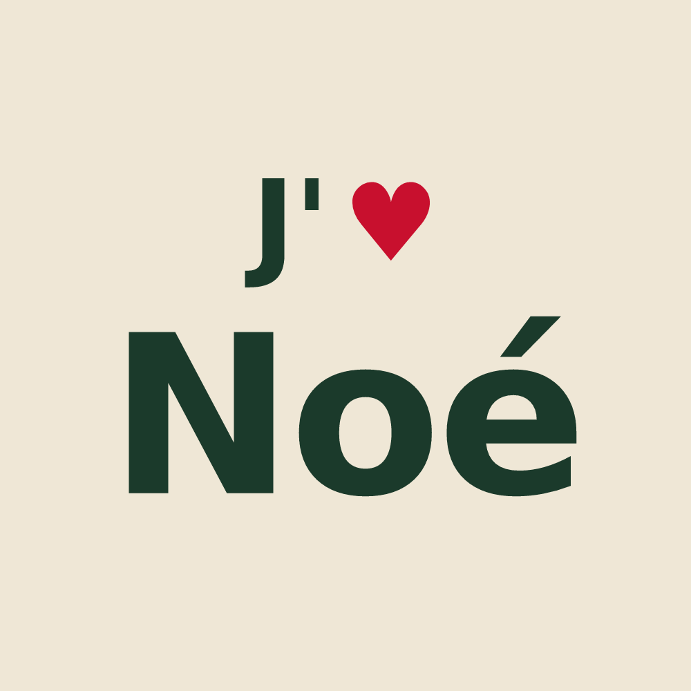 Tote bag personnalisé Noé — design « J'aime Noé » imprimé sur le tote bag