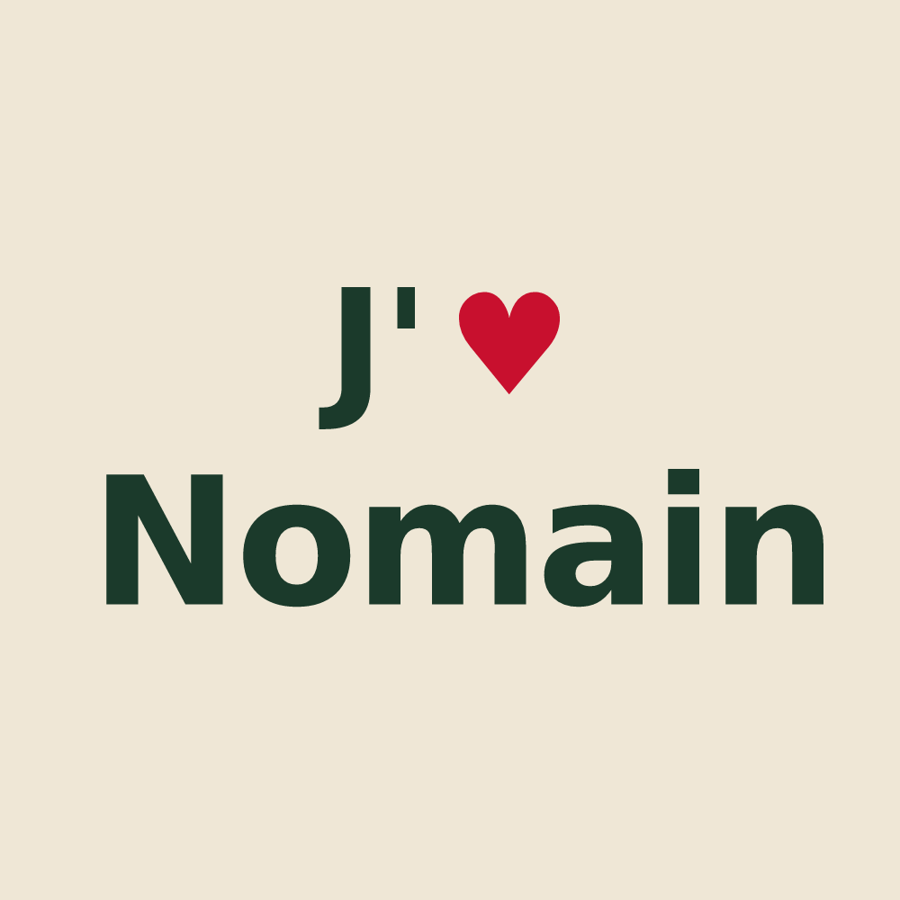 Tote bag personnalisé Nomain — design « J'aime Nomain » imprimé sur le tote bag