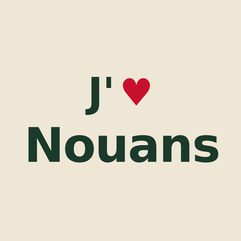 Tote bag personnalisé Nouans — design « J'aime Nouans » imprimé sur le tote bag