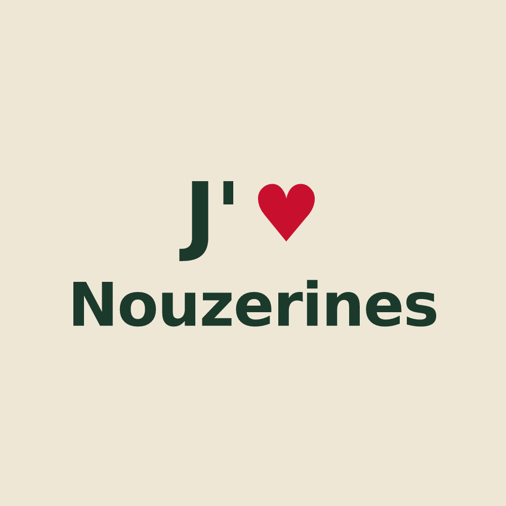 Tote bag personnalisé Nouzerines — design « J'aime Nouzerines » imprimé sur le tote bag