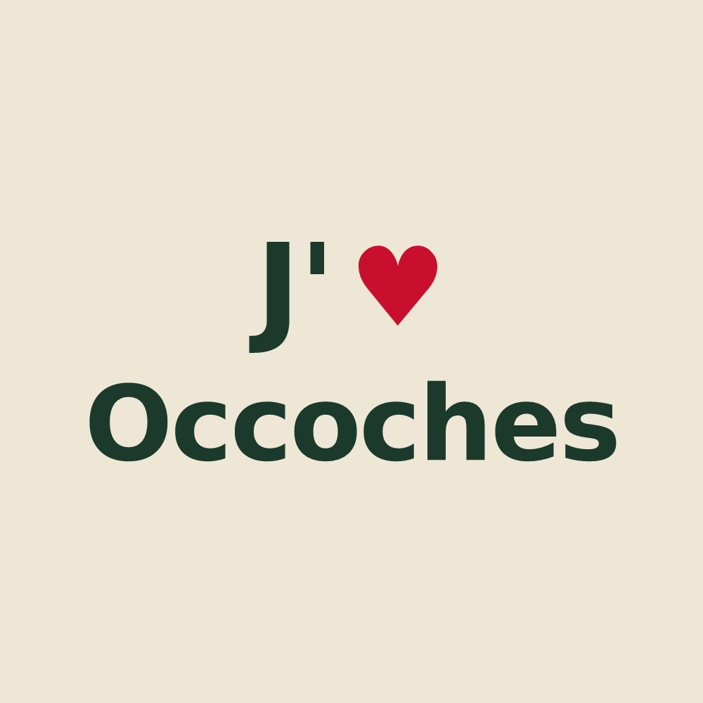 Tote bag personnalisé Occoches — design J'aime Occoches