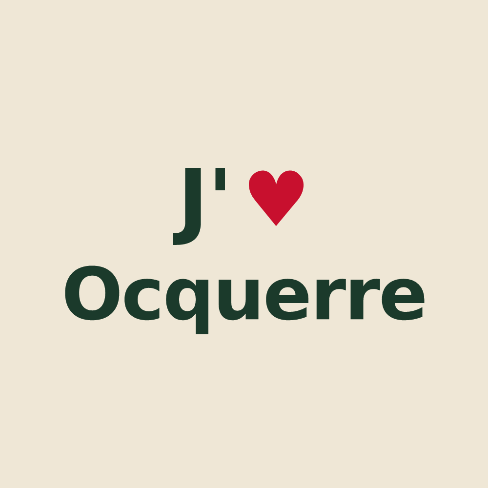 Tote bag personnalisé Ocquerre — design J'aime Ocquerre