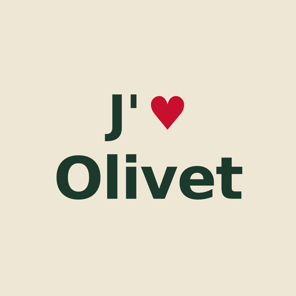 Tote bag personnalisé Olivet — design J'aime Olivet