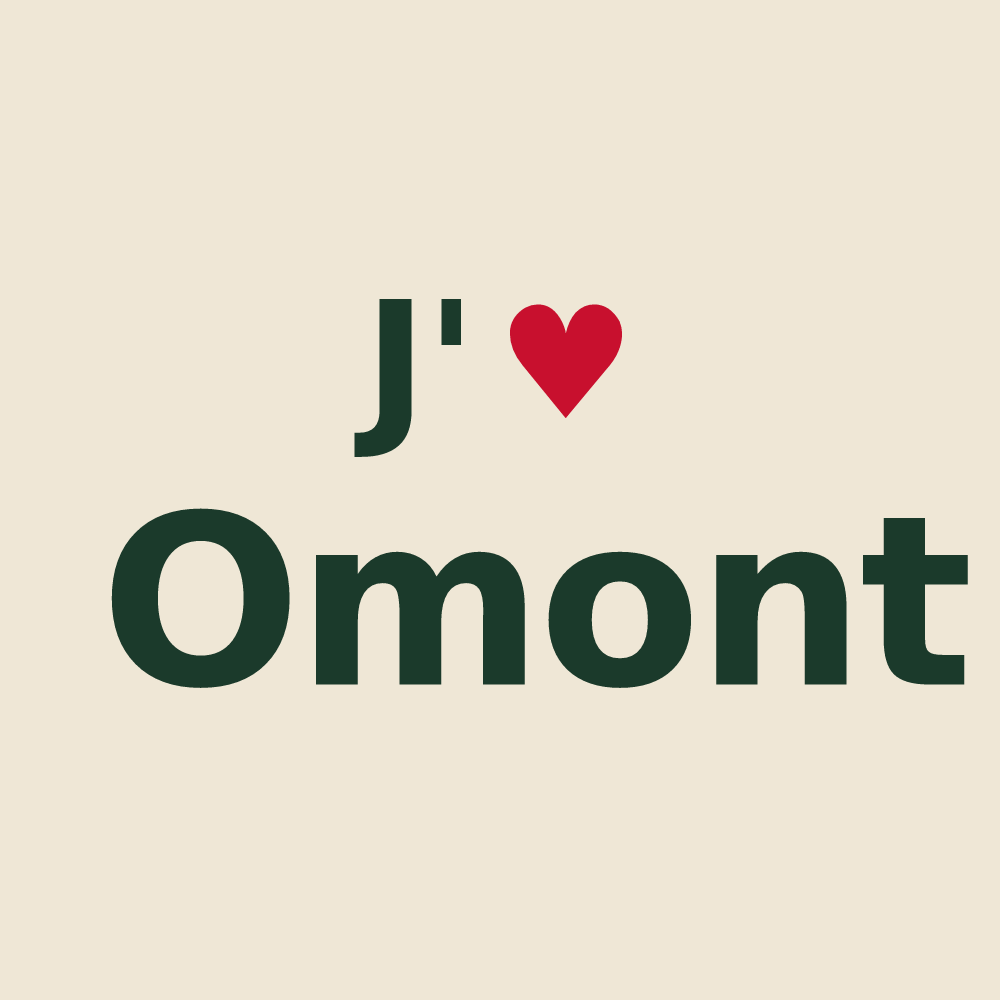 Tote bag personnalisé Omont — design « J'aime Omont » imprimé sur le tote bag