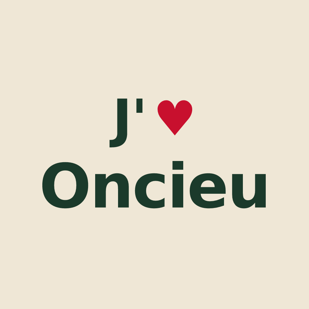 Tote bag personnalisé Oncieu — design « J'aime Oncieu » imprimé sur le tote bag