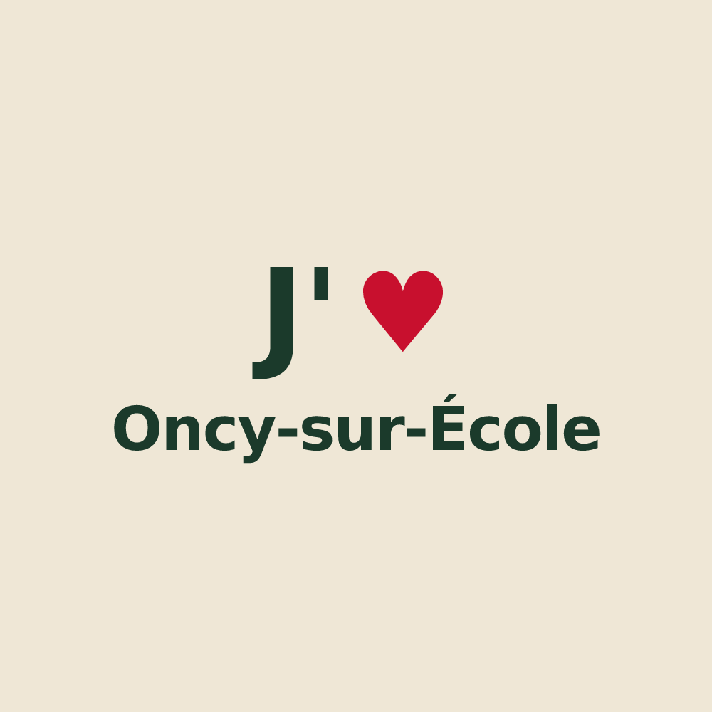 Tote bag personnalisé Oncy-sur-École — design J'aime Oncy-sur-École