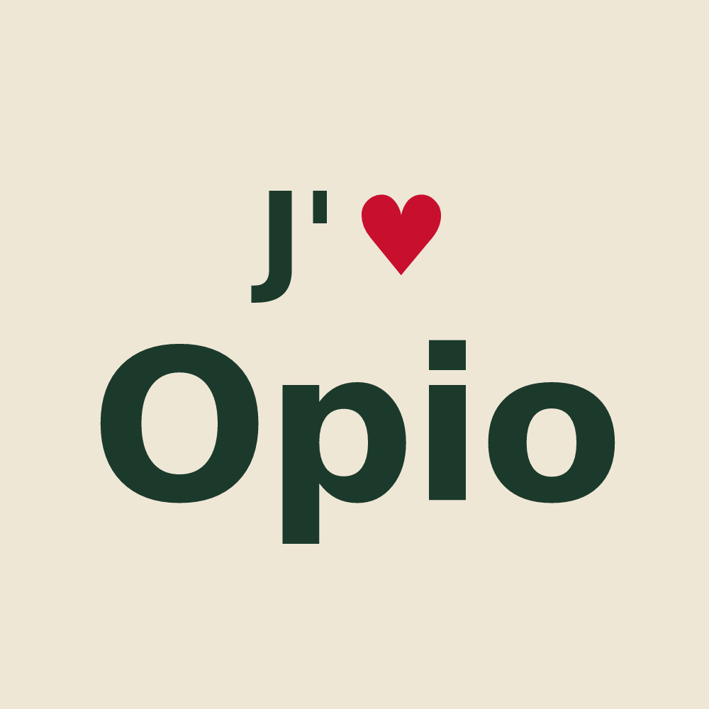 Tote bag personnalisé Opio — design « J'aime Opio » imprimé sur le tote bag
