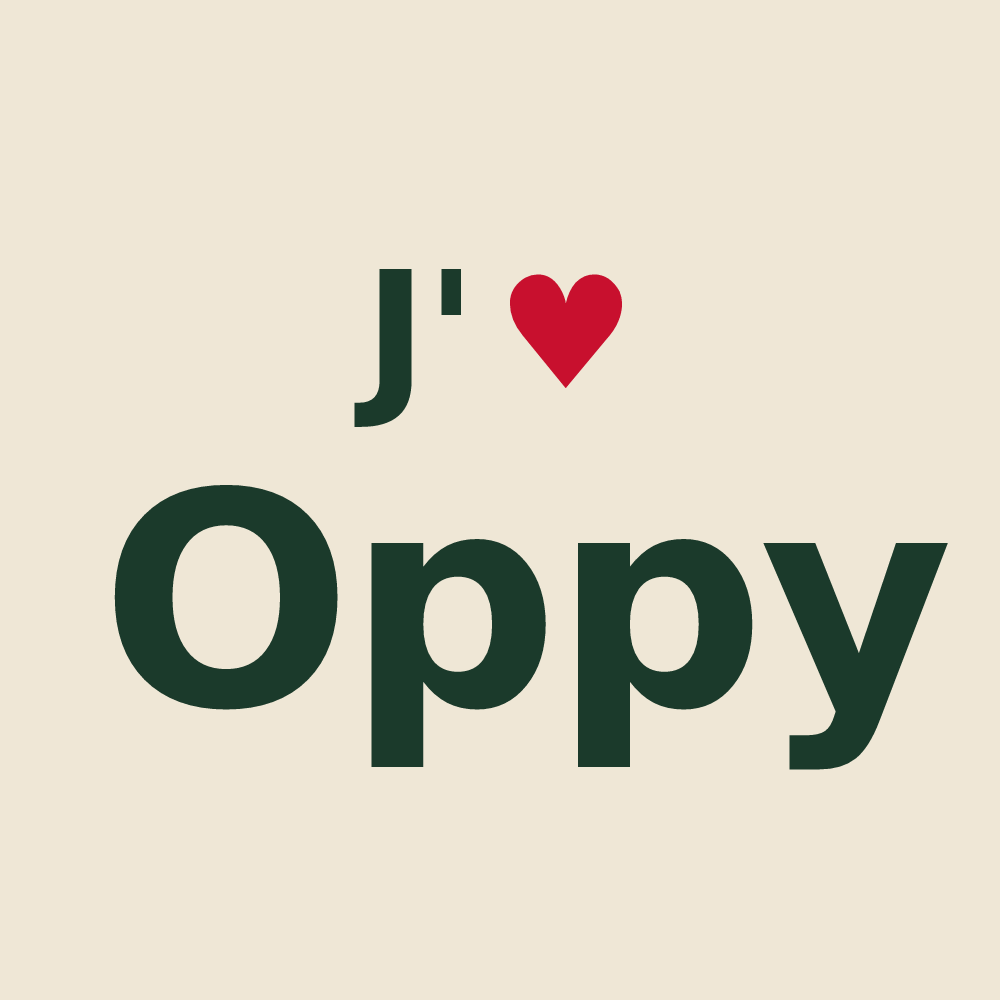 Tote bag personnalisé Oppy — design « J'aime Oppy » imprimé sur le tote bag