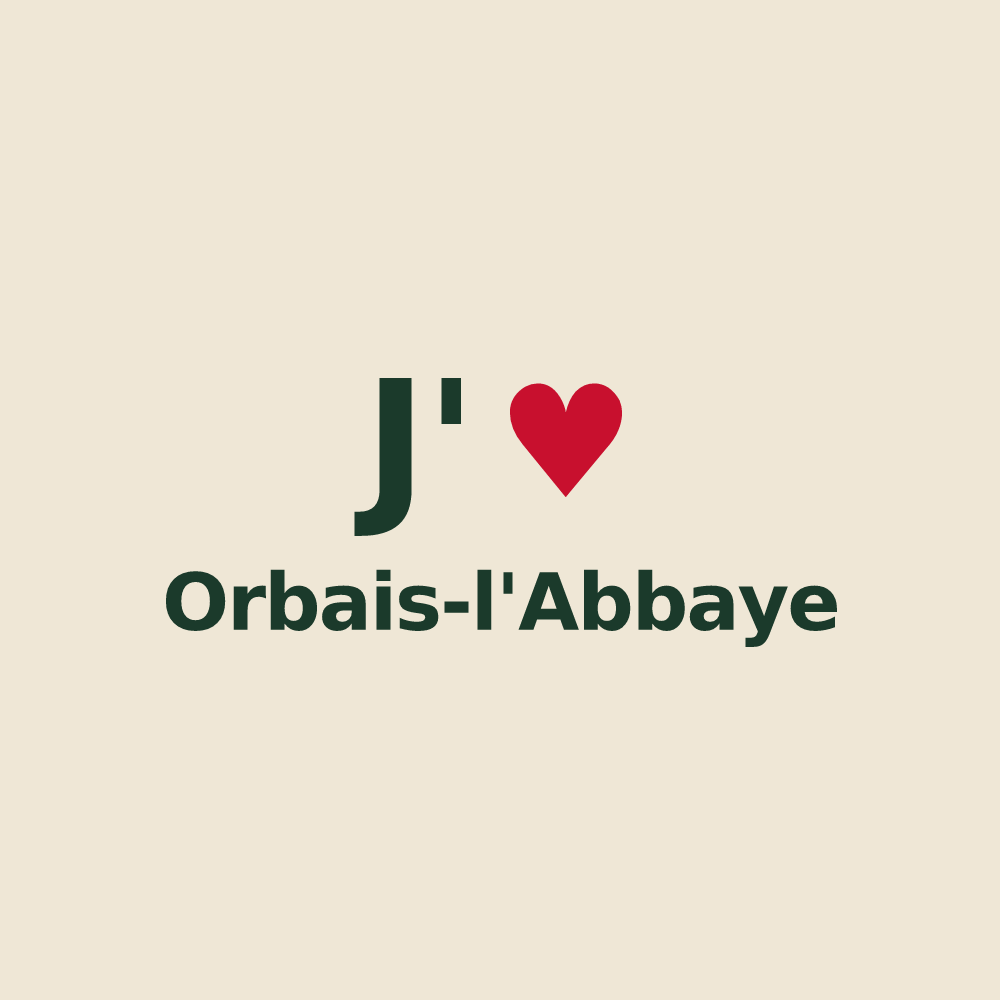 Tote bag personnalisé Orbais-l'Abbaye — design J'aime Orbais-l'Abbaye