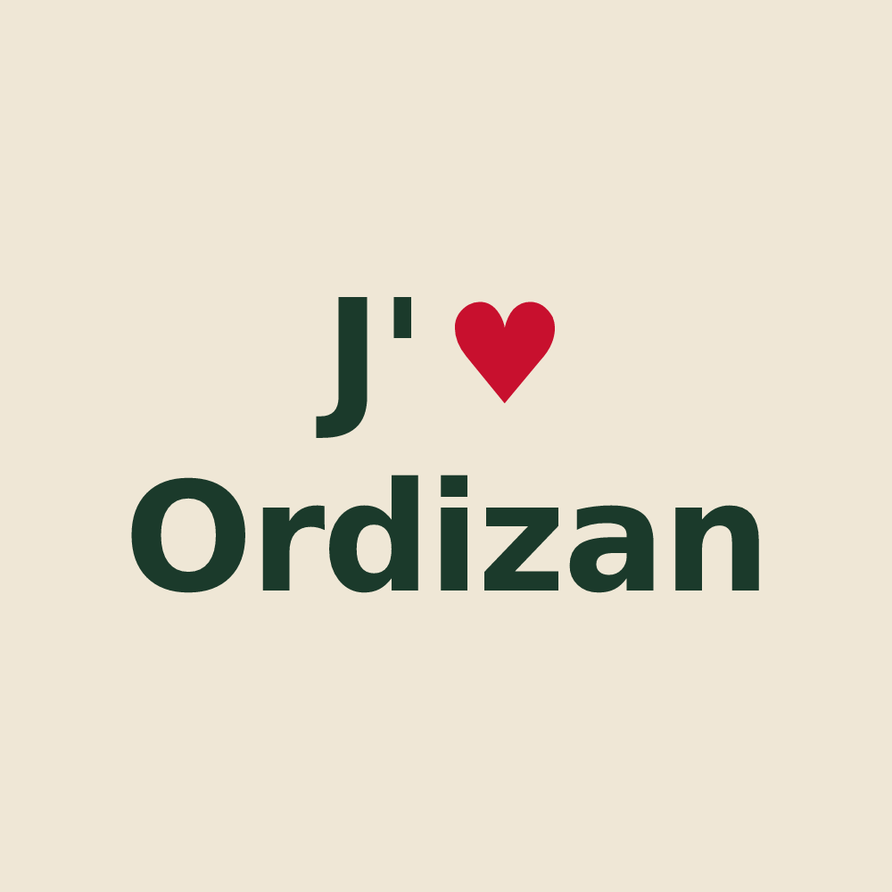 Tote bag personnalisé Ordizan — design J'aime Ordizan