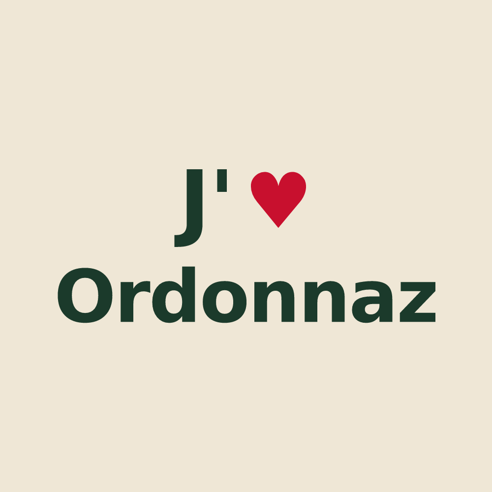 Tote bag personnalisé Ordonnaz — design J'aime Ordonnaz