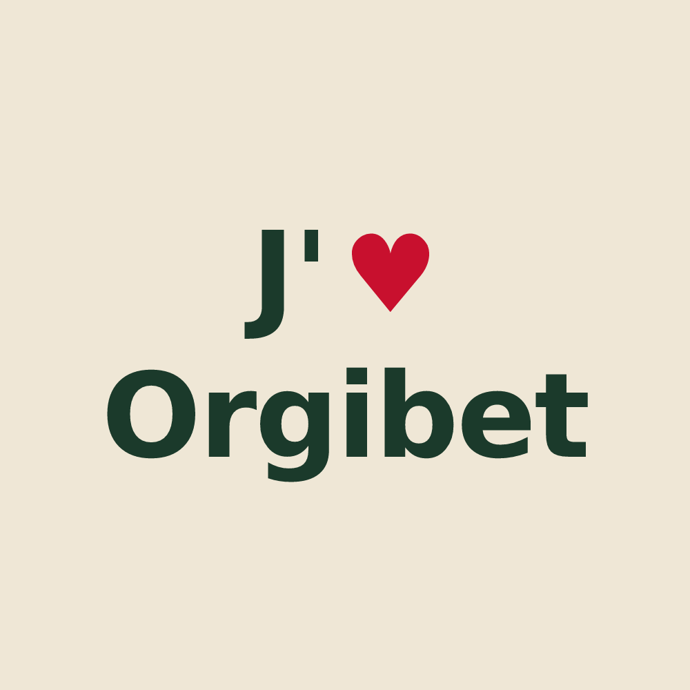 Tote bag personnalisé Orgibet — design J'aime Orgibet