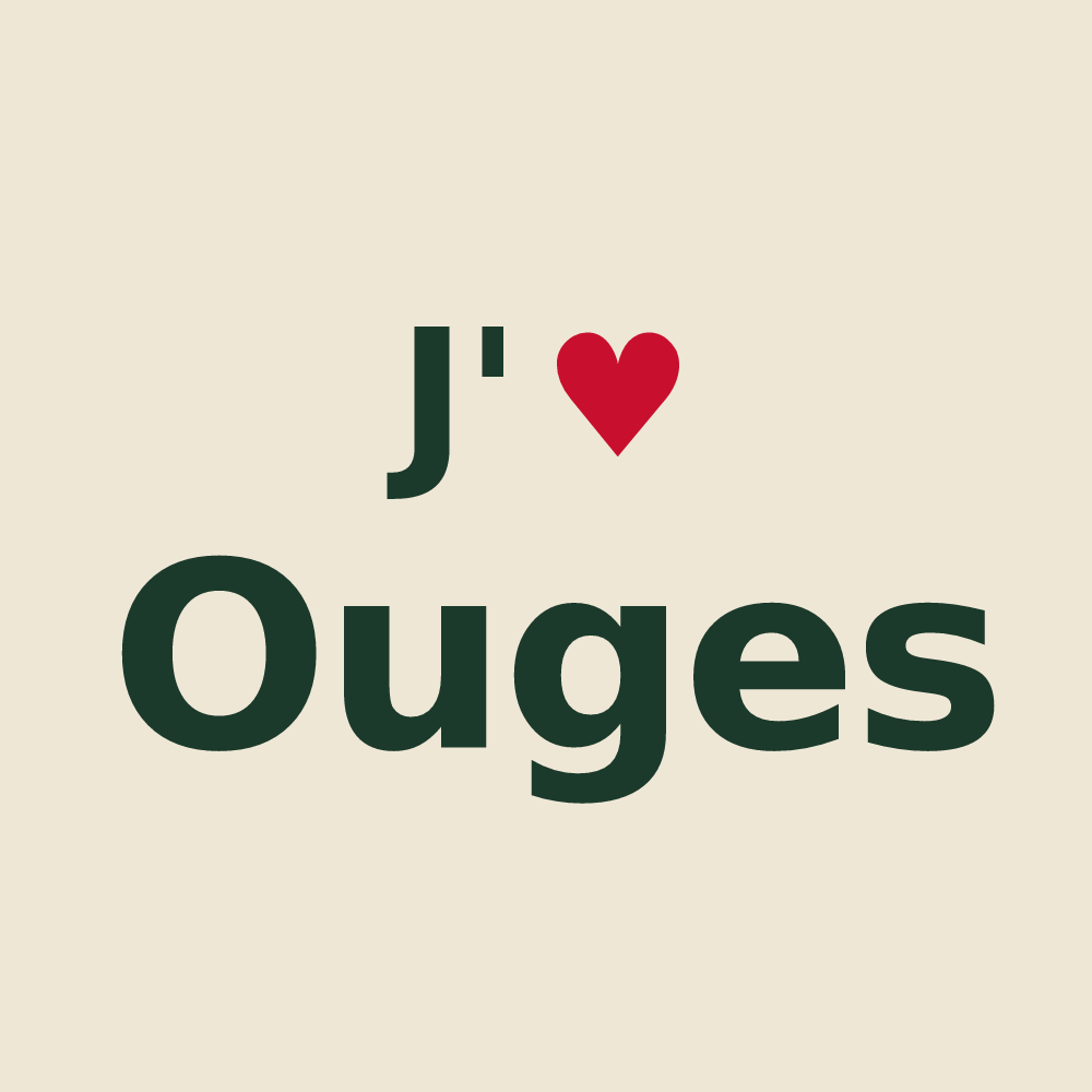 Tote bag personnalisé Ouges — design J'aime Ouges