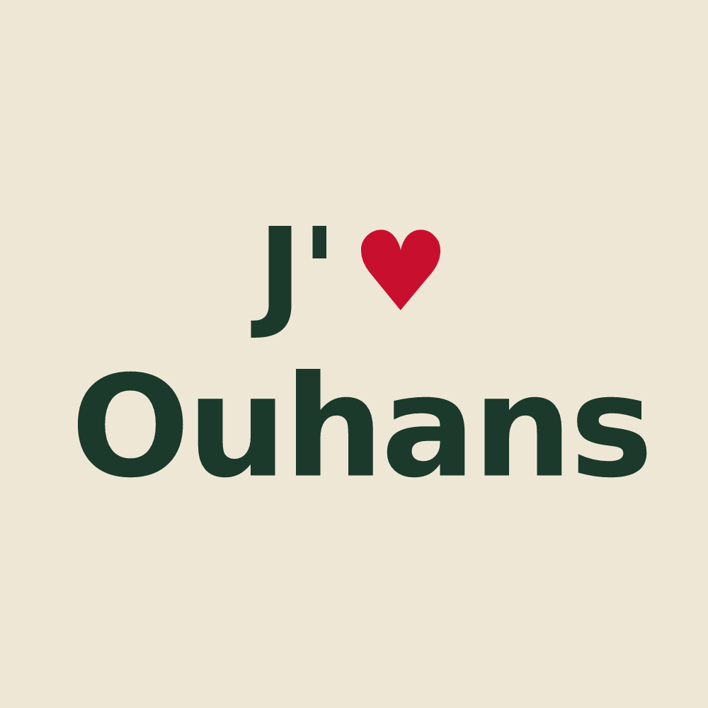 Tote bag personnalisé Ouhans — design J'aime Ouhans