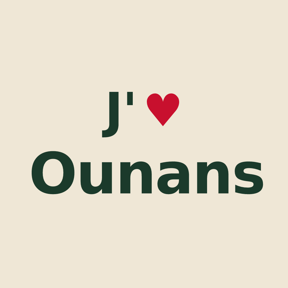 Tote bag personnalisé Ounans — design J'aime Ounans