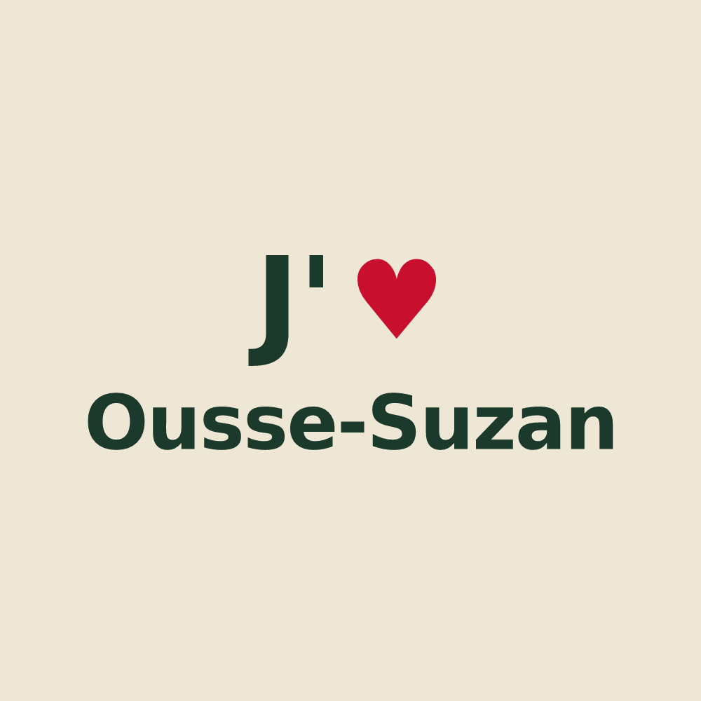 Tote bag personnalisé Ousse-Suzan — design « J'aime Ousse-Suzan » imprimé sur le tote bag