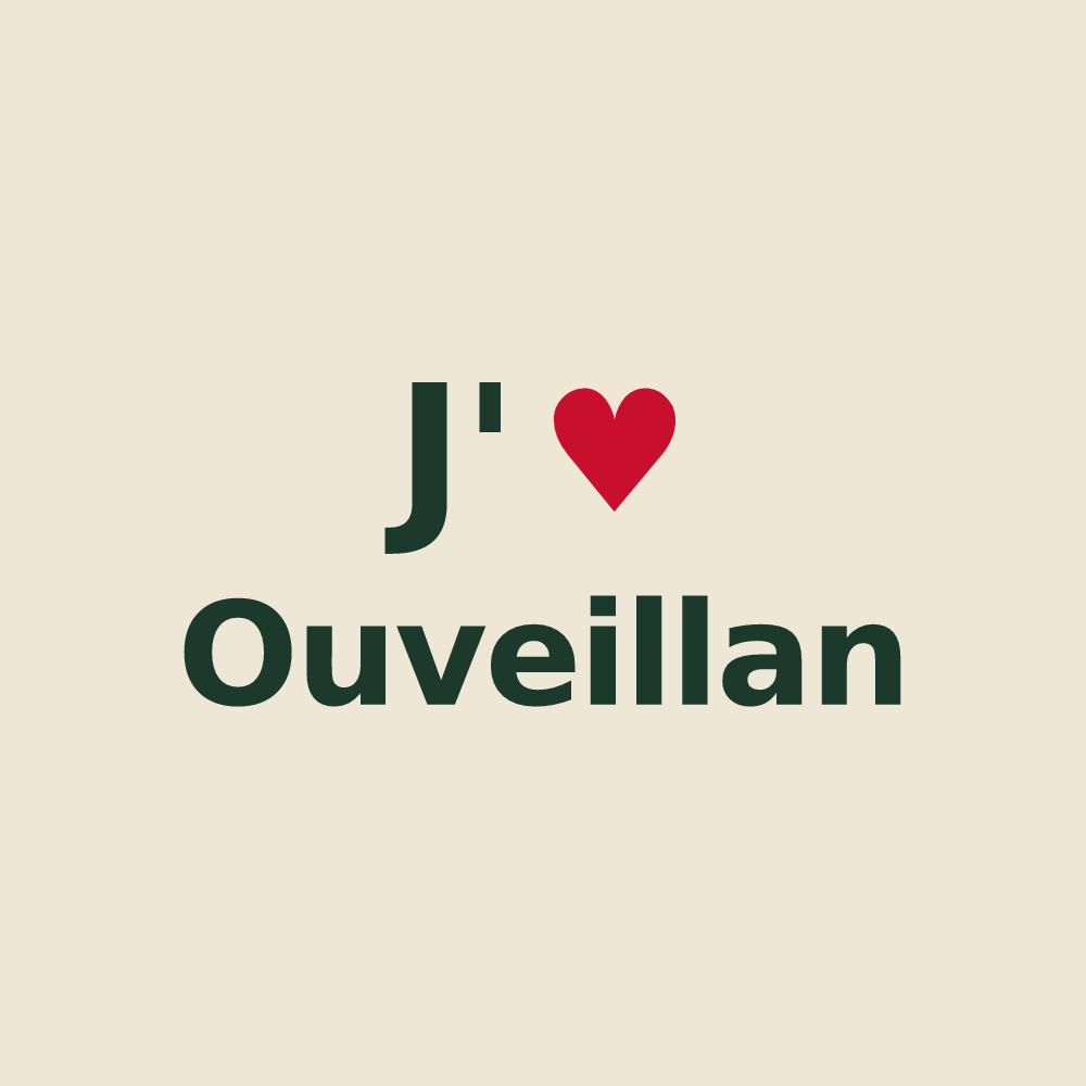 Tote bag personnalisé Ouveillan — design J'aime Ouveillan