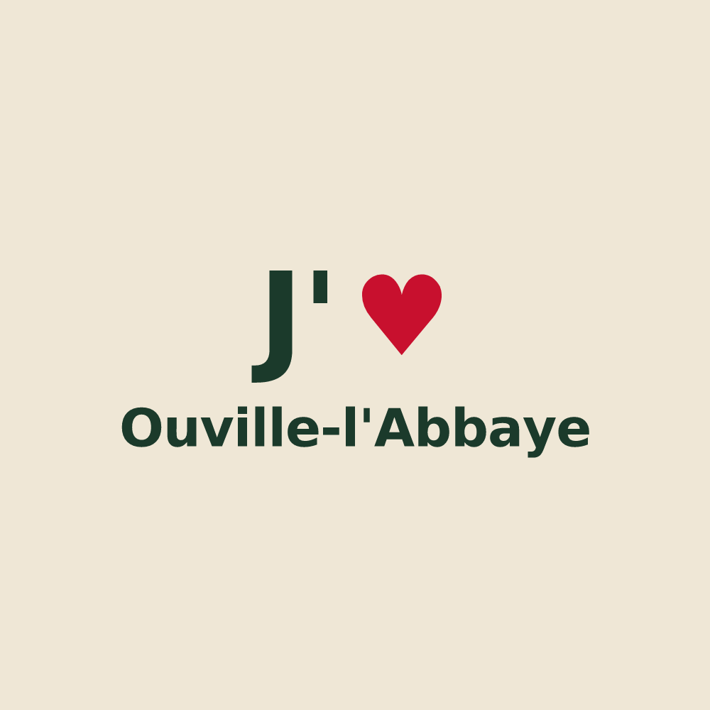 Tote bag personnalisé Ouville-l'Abbaye — design J'aime Ouville-l'Abbaye