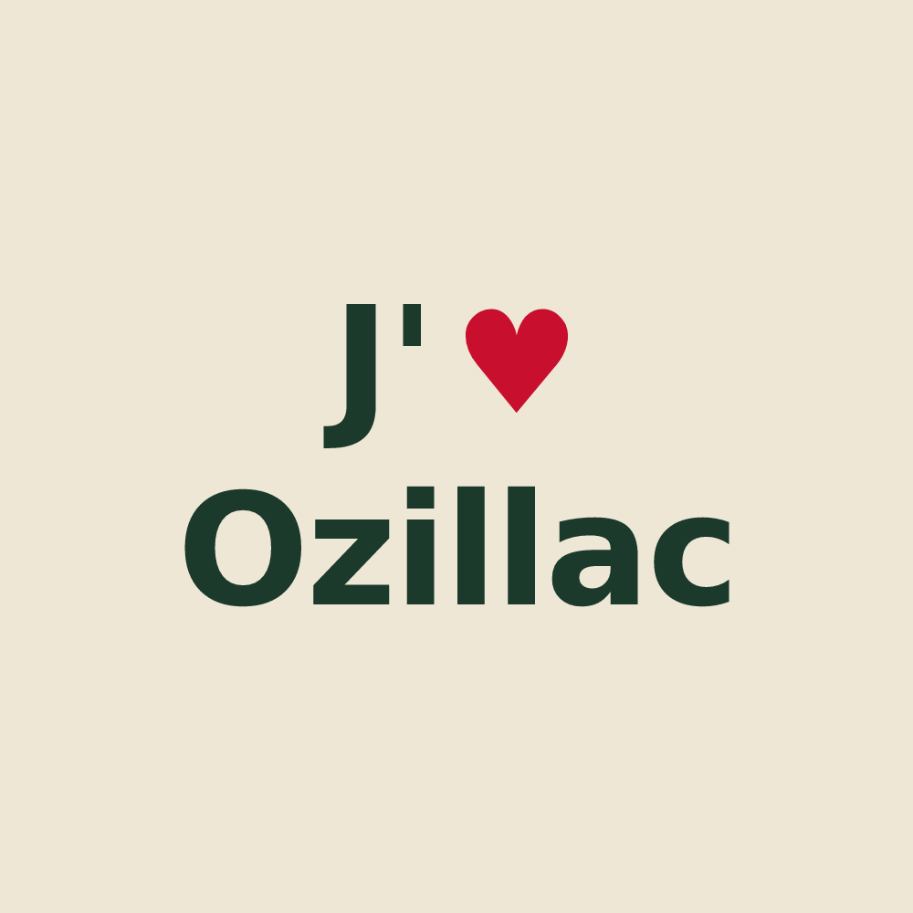Tote bag personnalisé Ozillac — design J'aime Ozillac