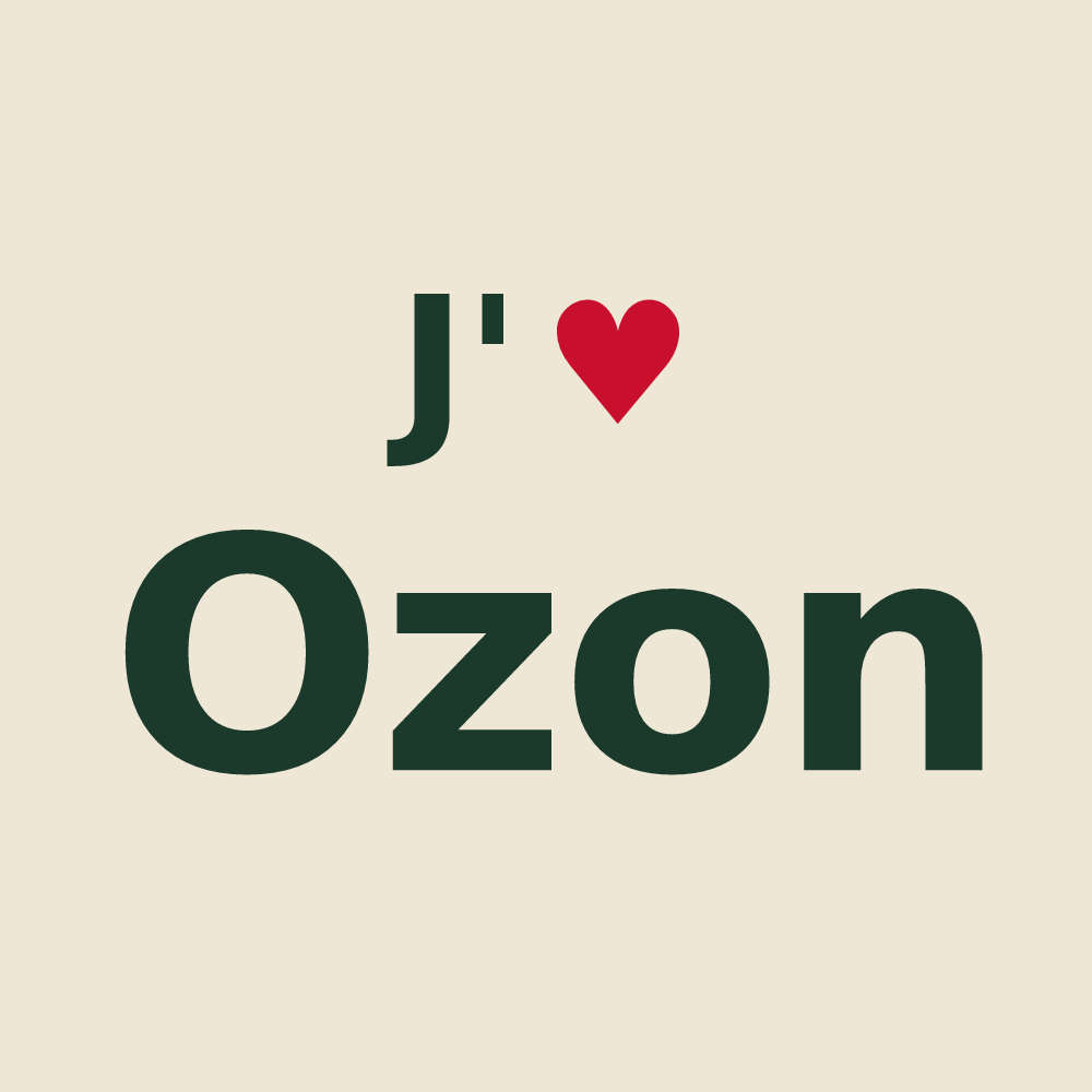 Tote bag personnalisé Ozon — design « J'aime Ozon » imprimé sur le tote bag