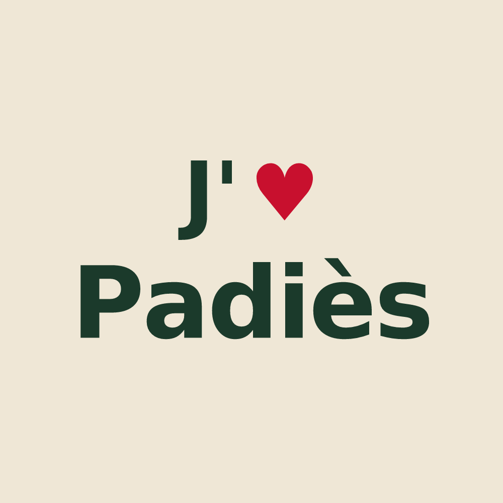Tote bag personnalisé Padiès — design « J'aime Padiès » imprimé sur le tote bag
