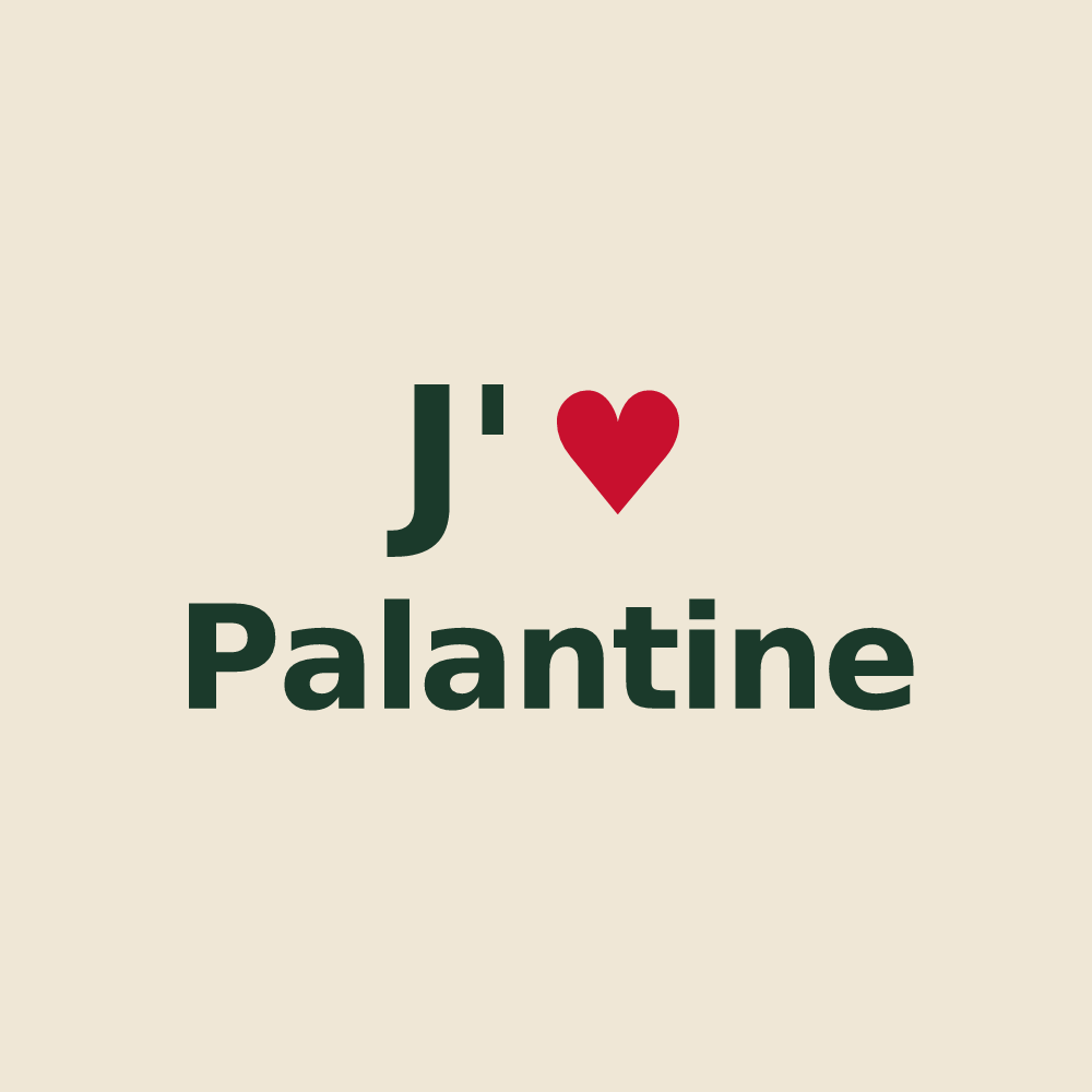 Tote bag personnalisé Palantine — design « J'aime Palantine » imprimé sur le tote bag