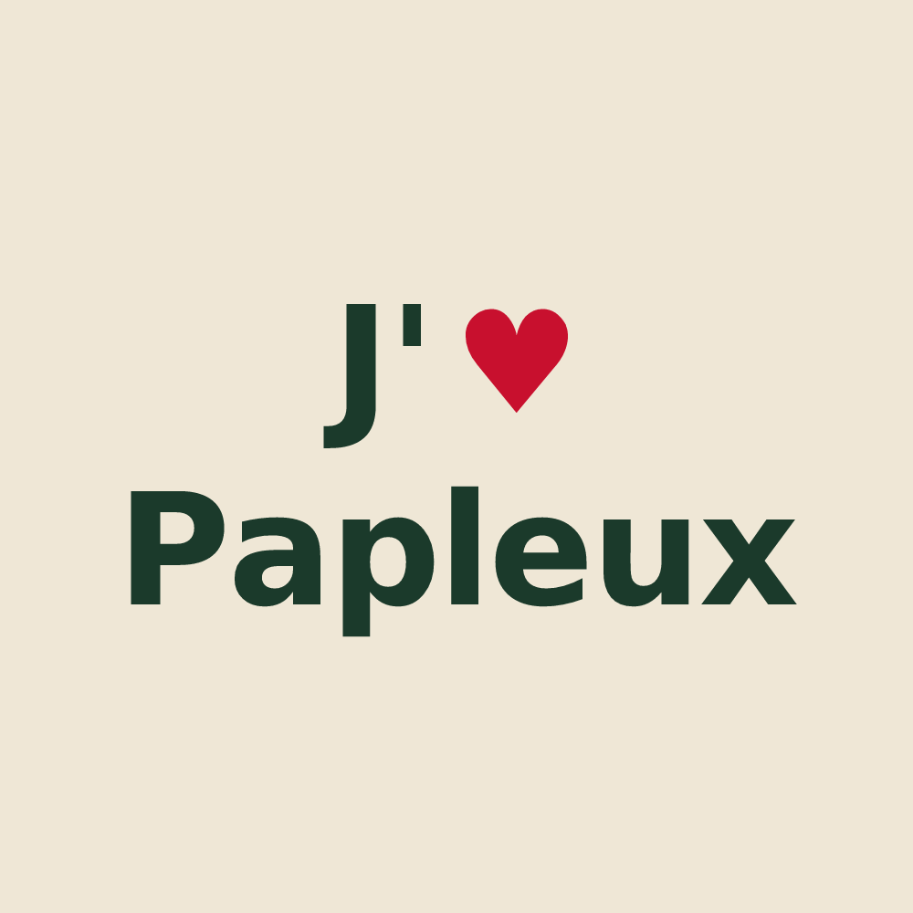 Tote bag personnalisé Papleux — design « J'aime Papleux » imprimé sur le tote bag