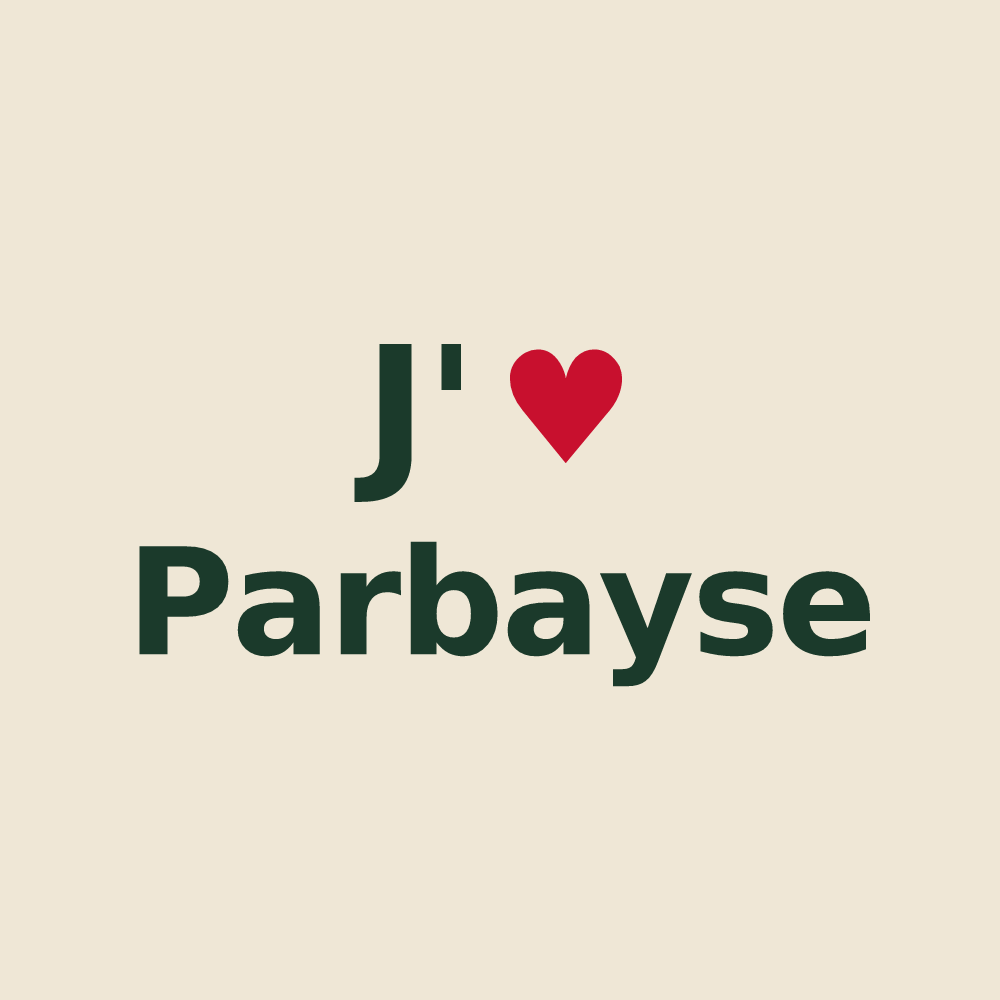 Tote bag personnalisé Parbayse — design « J'aime Parbayse » imprimé sur le tote bag
