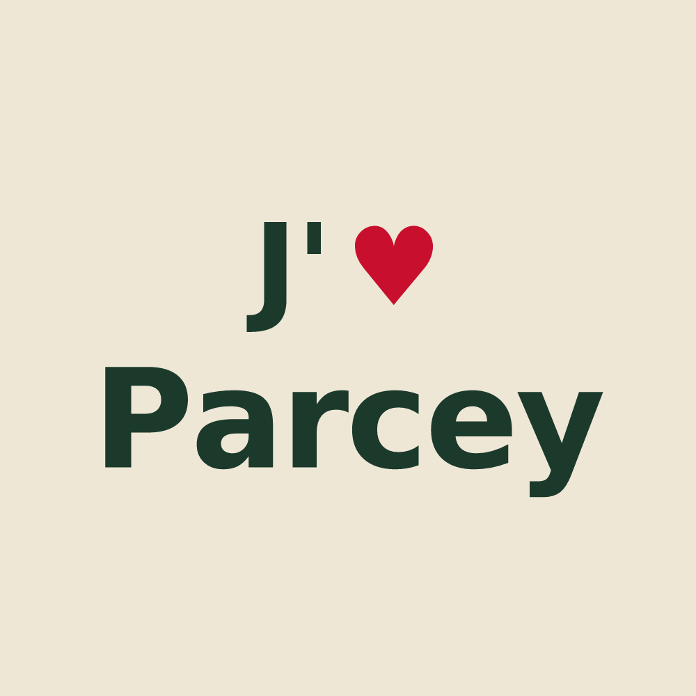 Tote bag personnalisé Parcey — design « J'aime Parcey » imprimé sur le tote bag