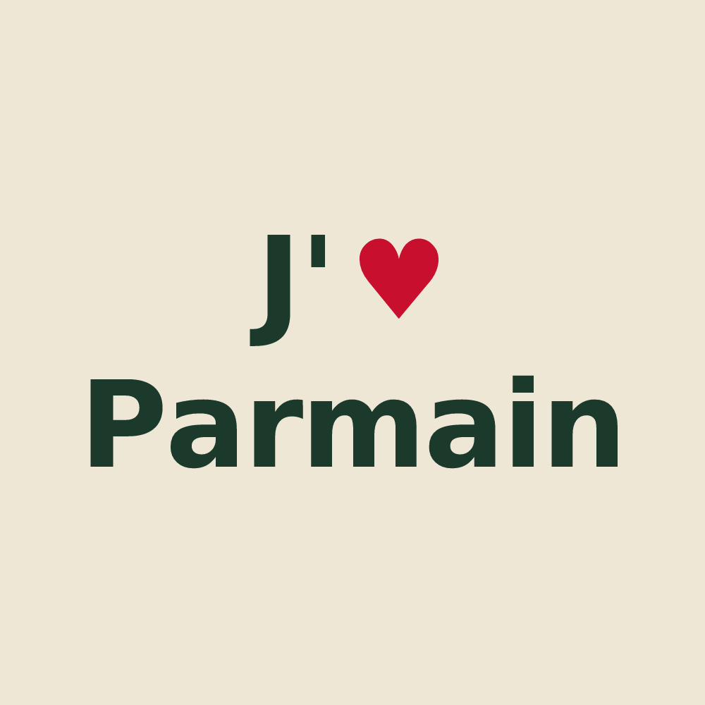 Tote bag personnalisé Parmain — design J'aime Parmain