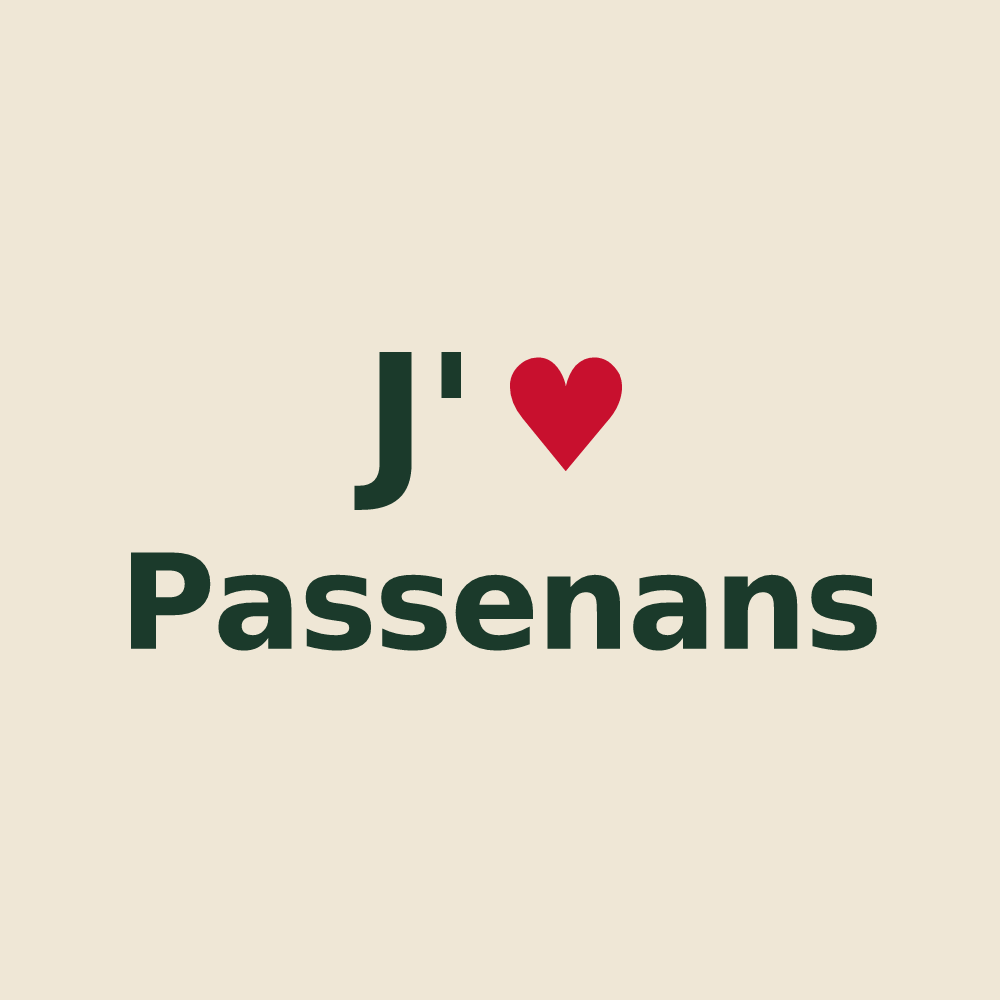 Tote bag personnalisé Passenans — design J'aime Passenans
