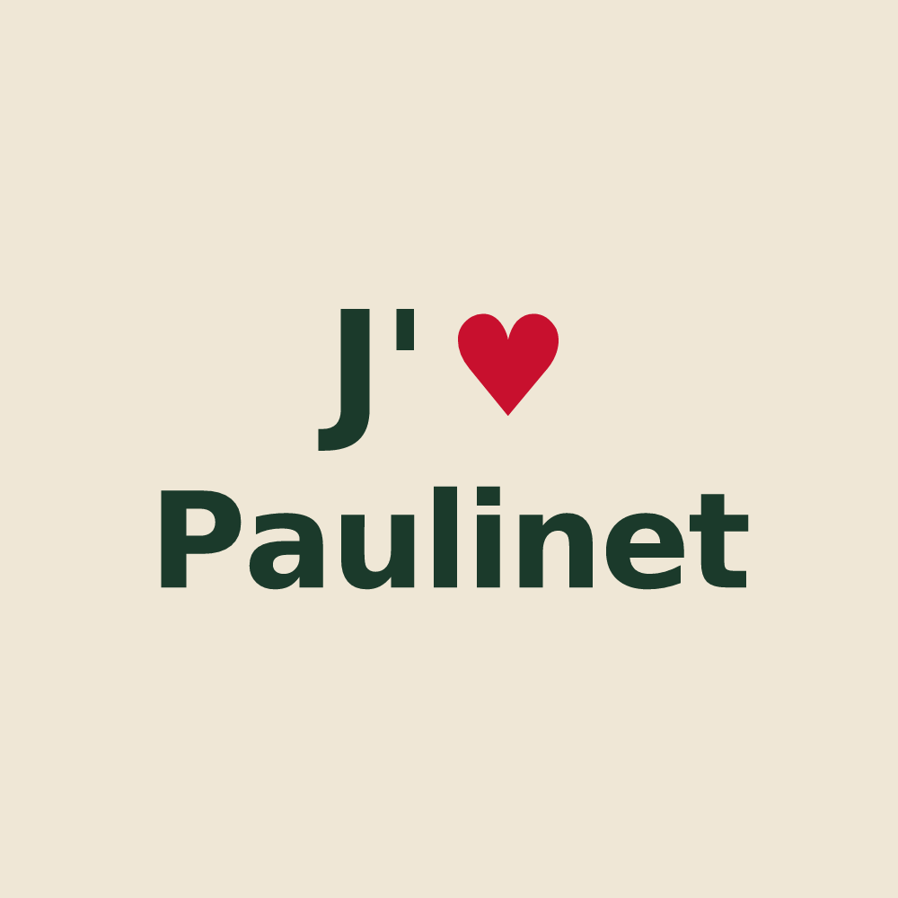 Tote bag personnalisé Paulinet — design « J'aime Paulinet » imprimé sur le tote bag