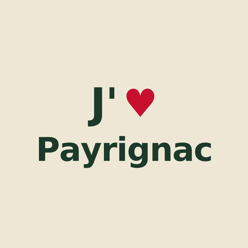 Tote bag personnalisé Payrignac — design « J'aime Payrignac » imprimé sur le tote bag