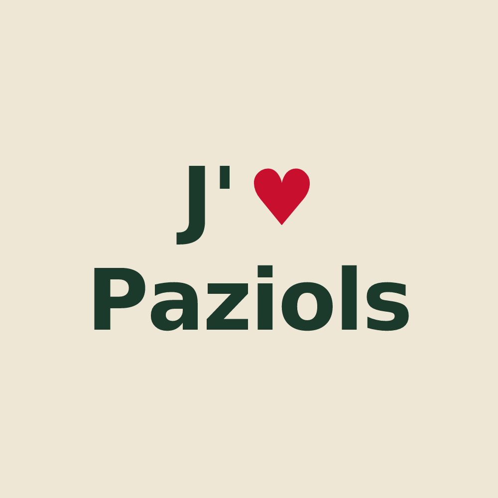 Tote bag personnalisé Paziols — design « J'aime Paziols » imprimé sur le tote bag